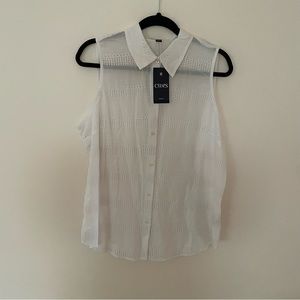Chaps white cotton sleeveless button down blouse XL